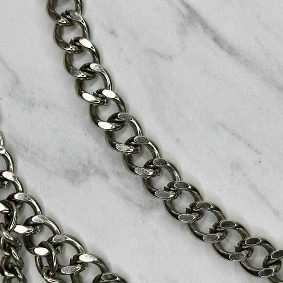 Chunky Draped Charm Chain Belt Silver Tone Y2K Festival One Size ✨ - Picture 12 of 16